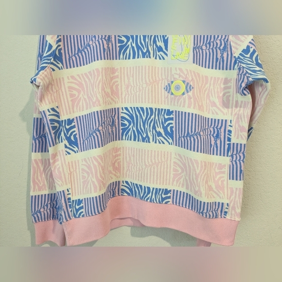 Nike Pink Blue Bright Patterned Fleece Trippy Safari Crewneck Sweatshirt Retro - Picture 8 of 11